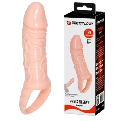Pretty Love  16 Cm Testis Halkalı 3 Cm Dolgulu Silikon Penis Kılıfı