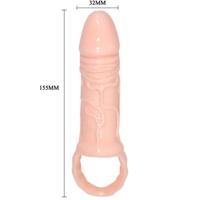 Pretty Love  16 Cm Testis Halkalı 3 Cm Dolgulu Silikon Penis Kılıfı