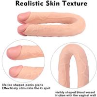 SHEQU 44 Cm Çift Taraflı Ve Çift Başlı Realistik Dildo Penis