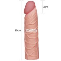Lovetoy X-Tra 2.5 Cm Uzatmalı Dolgulu Realistik Penis Kılıfı Prezervatif